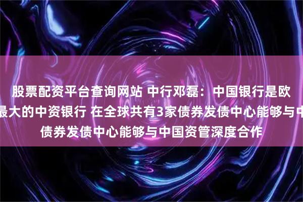 股票配资平台查询网站 中行邓磊：中国银行是欧洲布局最广规模最大的中资银行 在全球共有3家债券发债中心能够与中国资管深度合作