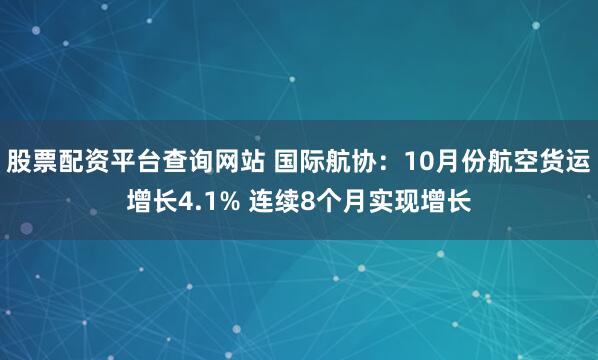 股票配资平台查询网站 国际航协：10月份航空货运增长4.1% 连续8个月实现增长